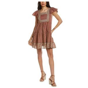 Sea NY Fernanda Tile Flutter Sleeve Dress